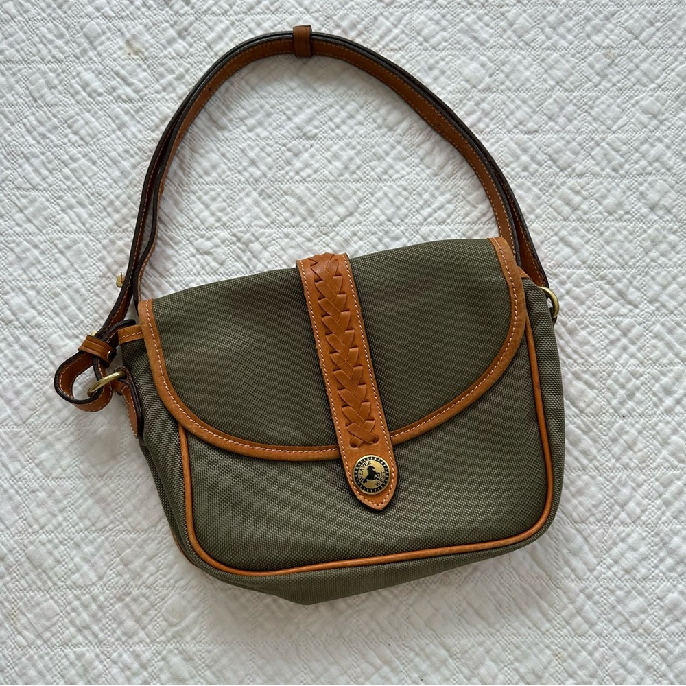 Western Olive Green Canvas and Tan Leather Crossbody Bag Cowgirl Equestrian